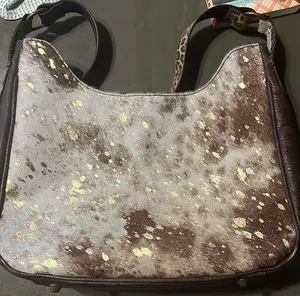 Nacona spotted calf shoulder bag. Medium sized new never used. Real fur. thumbnail 1