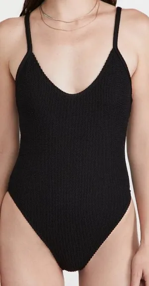 NEW Good American Always Fits One Piece Swimsuit Crinkle Black Women's 1/2 S/M thumbnail 1