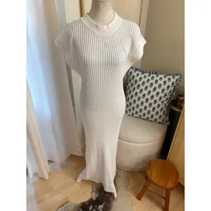 Varley Cheston Relaxed Knit Dress Midi In White Size Small thumbnail 2