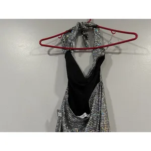 Black Bead Cowlneck Silver Dress M NWOT thumbnail 5