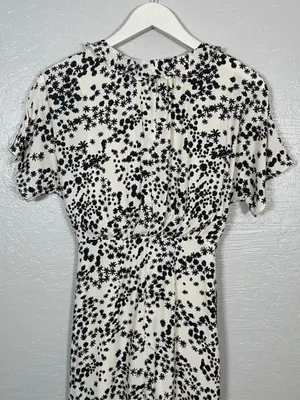 Whistles Women 4 White Black Floral Print Maxi Dress Button Front Ruffle Summer thumbnail 7