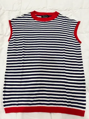 Navy, White, and Red Boutique Sweater Top thumbnail 1
