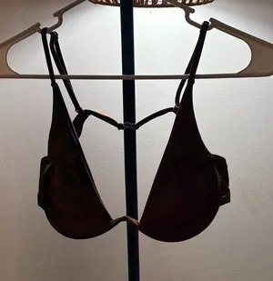 Brown Plunge Bikini Top with Thin Straps Size XL thumbnail 1
