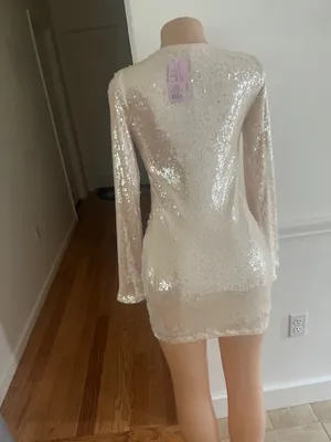 Women's Long Sleeve Sequin Mini Shift Holiday Dress - Wild Fable™. thumbnail 9