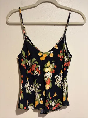 Reformation Gem Cherry Fruit Pattern V-Neck Cami Sleeveless Tank Top Size Large thumbnail 5
