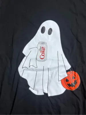 Bella Canvas Black Tee with White Ghost, Orange Jack-O'-Lantern & Red Soda Can thumbnail 5
