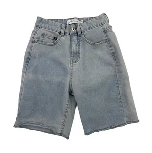Petal & Pup - High Waisted Mid Length Jean Shorts in Blue thumbnail 1
