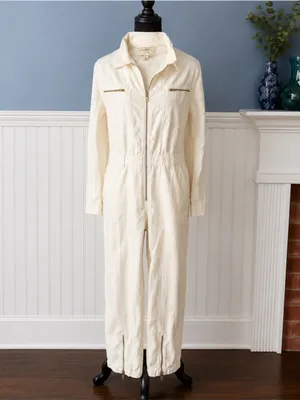 NWT Free People Sandrine Rose Coveralls Denim Jumpsuit ~ Snow ~ Small thumbnail 2