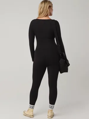 OFFLINE by Aerie Real Me Xtra Black Long Sleeve Jumpsuit Bodysuit Size XL‎ thumbnail 2
