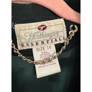 Vintage Worthington Essentials Green Wool Blend Double‎ Breasted Overcoat 14 thumbnail 2