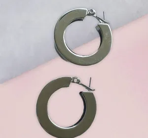 Chunky Silver Hoop Earrings thumbnail 1