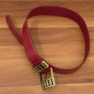 Vintage MILOR 11612 Burgundy Genuine Leather Brass-tone Buckle Women’s Belt M thumbnail 2