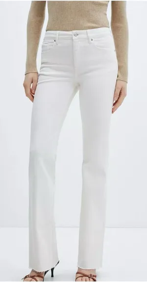 Mango White High-Rise Fiona Flare Leg Jeans Sz 8 thumbnail 1