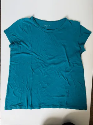 Eileen Fisher Teal Organic Cotton Short Sleeve Tee Size S NWOT thumbnail 2
