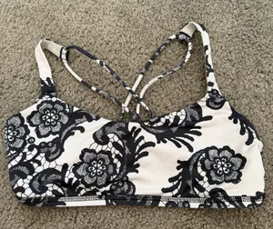 Lululemon free to be bra black and white lace print thumbnail 1