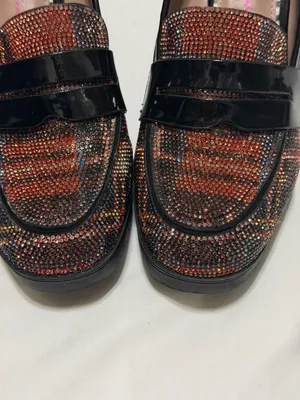Betsey Johnson Adelyn Rhinestone Plaid Loafer Platform Heels thumbnail 2