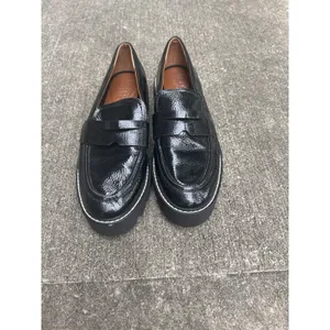 Franco Sarto Balin Black Crinkled Patent Lug Sole Penny Loafers W 7M Platform thumbnail 2