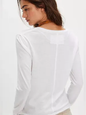 We The Free Nova White Long Sleeve Crewneck Top Classic staple piece casual XL thumbnail 2