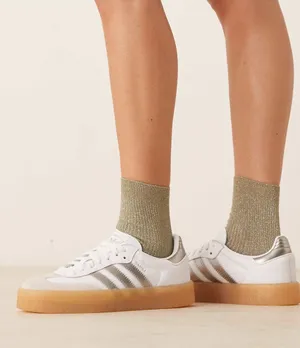 Adidas Samba Sneakers - White & Silver Women’s size 10. NWT thumbnail 1
