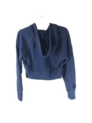 Aerie Womens Cropped Hoodie Full Zip French Terry Navy Blue XS thumbnail 2