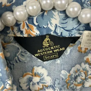 Vintage Sears Authentic Western Wear Pearl Snap Floral Button Down Shirt Size L thumbnail 8