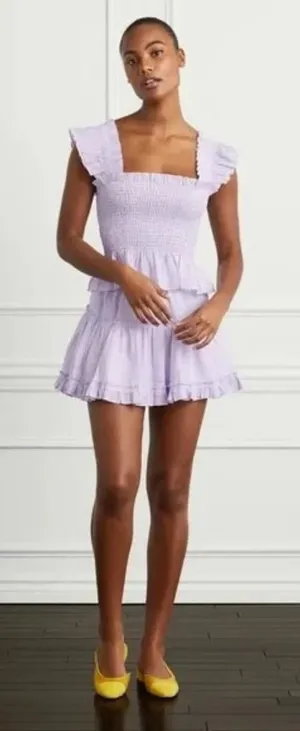Hill House Paz Linen Purple Stripe A-Line Ruffle Hem Skirt Size Small thumbnail 1