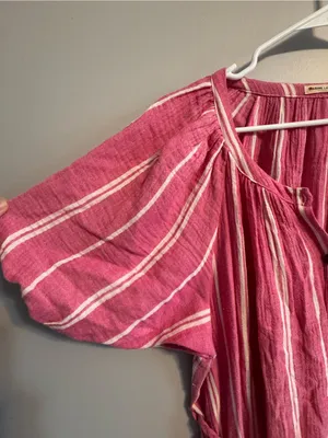 Marine Layer Pink Striped Cotton Maxi Dress XL Belted Boho Coastal‎ thumbnail 4