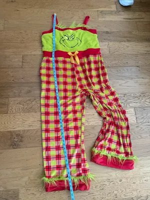NWT - XXL (20) - Grinch Plaid Knit Pajama Set - Lime & Red thumbnail 5