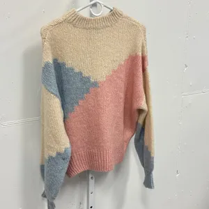 Mango MNG Colorblock Chunky Knit Sweater Large Pink Blue Crew Neck‎ Pullover thumbnail 3