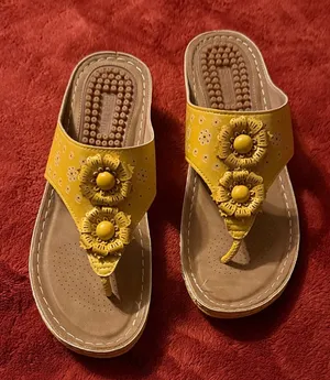 Women’s Yellow Floral Toe-Post Sandals with Decorative Accents thumbnail 1