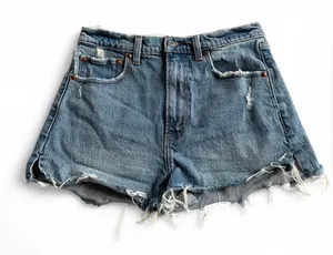 Abercrombie & Fitch The Mom Denim Shorts High Rise Distressed Blue 26 2 Beach thumbnail 1