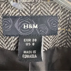 Womens Blazer Size US 8 EU 38 Gray Herringbone H&M Wool‎ Blend Jacket thumbnail 3
