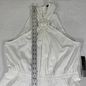 Maggy London Ivory White Cotton Halter‎ Midi Dress G5678M Size 10 NWT thumbnail 6