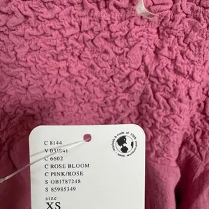 Free People What A Time Textured Long Sleeve Pink Mini Dress XS NWT thumbnail 5