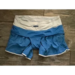 Lululemon Run In The Sun Shorts Blue White Trim Zipper Pocket Size 2 Liner Track thumbnail 9