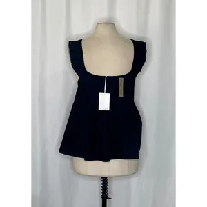 NWT!! J. CREW Pintuck Peplum Top Blouse Solid Black Cotton‎ Poplin Pleated 3X thumbnail 8