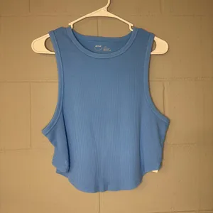NWT Aerie New Day Curved Hem Tank Top in Blue Vinyl Women’s Size XL Summer Tank thumbnail 3