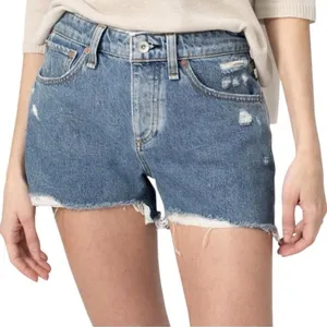 Rag & Bone Dre Low-rise Destructed Soft Denim Shorts Medium Wash Size 27 thumbnail 1