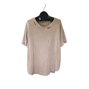 aerie Distressed oversized Crewneck Tee in Taupe Beige thumbnail 6
