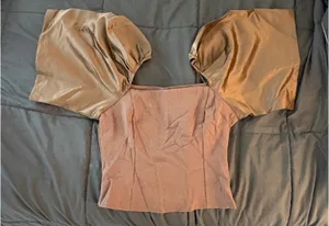Brown top with satin sleeves Size XS thumbnail 1