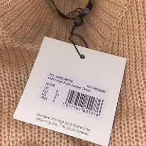 ✨ Missguided Women's Natural Nude Fluffy High Neck Jumper Dress✨ thumbnail 5