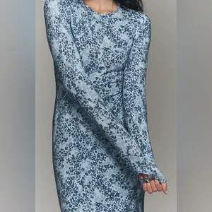 Reformation Tommie Knit Midi Dress in Taylor Blue Floral M thumbnail 3