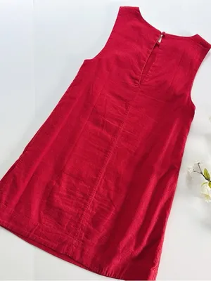 NEW Abercrombie & Fitch Women’s High-Neck Linen Blend Mini Red Dress thumbnail 8