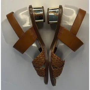 Sam Edelman‎ Teena 2 Sandals 7M Tan Woven Strap Cork Footbed Gold Heel thumbnail 5