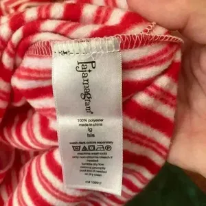 Pajamagram Pajamas Christmas Candy Cane Flannel Top Satin Shorts Size Large thumbnail 9