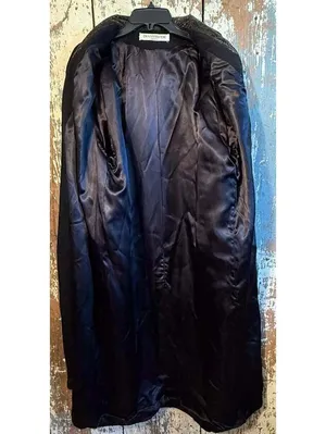 Donnybrook Vintage Black Double-breasted Long Wool Coat Paisley Velvet Collar 12 thumbnail 6