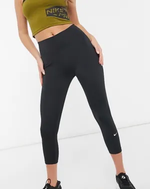 Nike Dri-FIT Women Black Cropped Running Leggings Just Do It thumbnail 1