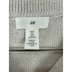 H&M Open Knit Collared Button Down Cardigan Womens Medium Ivory Tennis Prep‎ thumbnail 2