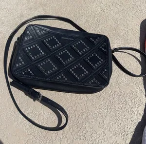 Michael Kors Black Studded Diamond-Pattern Crossbody thumbnail 1