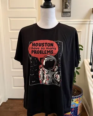 Romwe NWT Black Graphic T-Shirt with Astronaut Design thumbnail 1